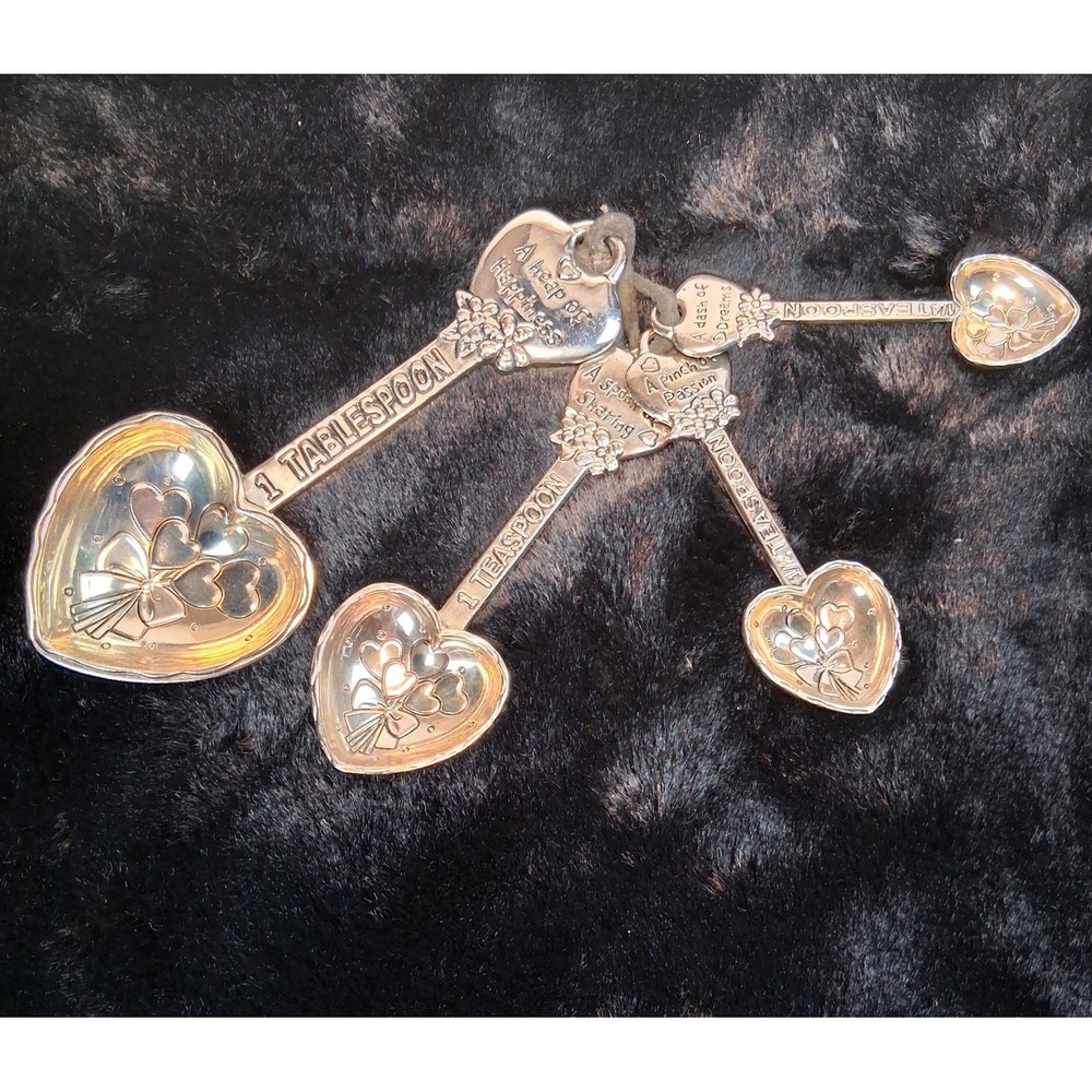 Ganz Heart Measuring Spoons "A Heap of Happiness" "A Dash of Dreams" 4pc Set